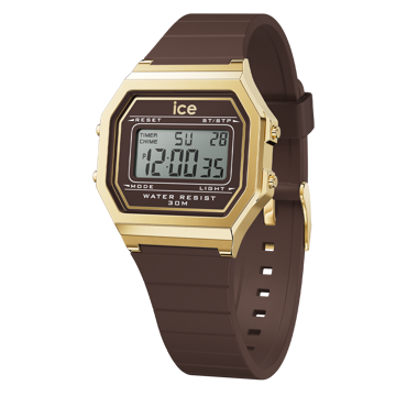 Ice-Watch Ψηφιακό Ρολόι Χρονογράφος Μπαταρίας με Καφέ Καουτσούκ Λουράκι