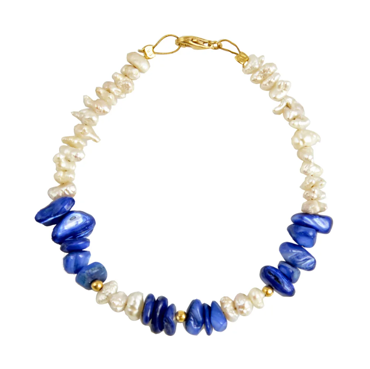 Γυναικείο βραχιόλι με μαργαριτάρια και πολύχρωμο κοχύλι