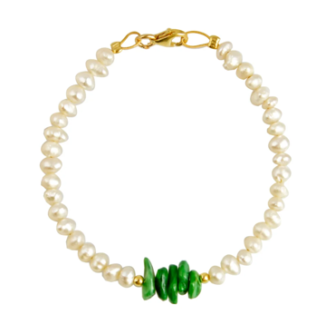 Γυναικείο βραχιόλι με μαργαριτάρια και πολύχρωμο κοχύλι