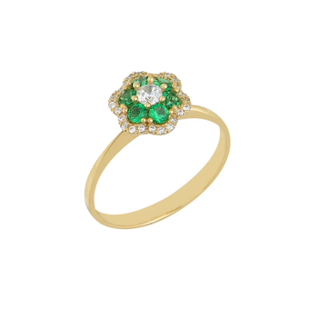 Δαχτυλίδι με πράσινες και λευκές πέτρες ζιργκόν