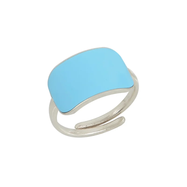 Δαχτυλίδι πλατύ με γαλάζιο σμάλτο