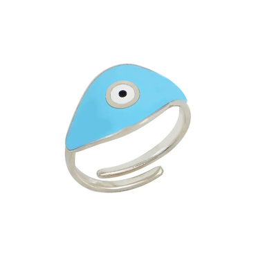 Δαχτυλίδι μάτι με γαλάζιο σμάλτο