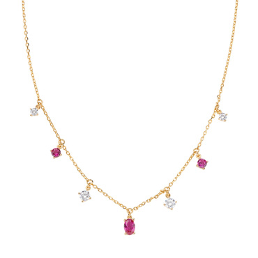 Κολιέ ασημένιο επίχρυσο με κρεμαστά μονόπετρα