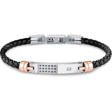 Βραχίολι ατσάλινο με δέρμα Morellato