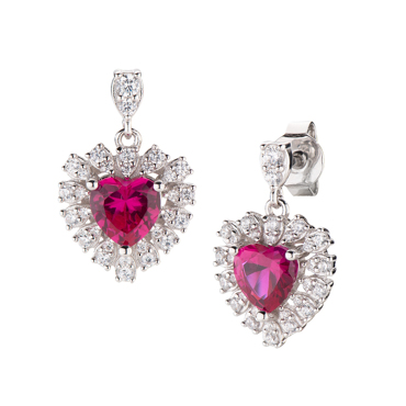 Σκουλαρίκια ασημένια ροζέτα καρδιά