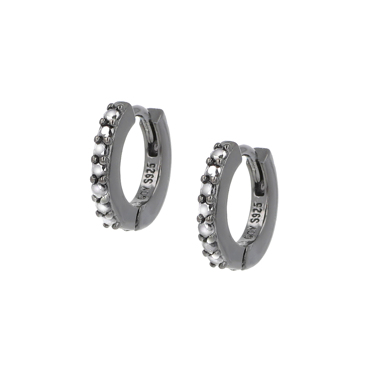 Σκουλαρίκια ασημένια κρίκοι με μαύρο επιχρύσωμα