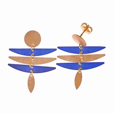 Σκουλαρίκια ασημένια κρεμαστά επίχρυσα σφυρήλατα