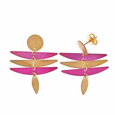 Σκουλαρίκια ασημένια κρεμαστά επίχρυσα ματ