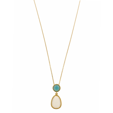 Κολιέ ασημένιο επίχρυσο με πέτρες