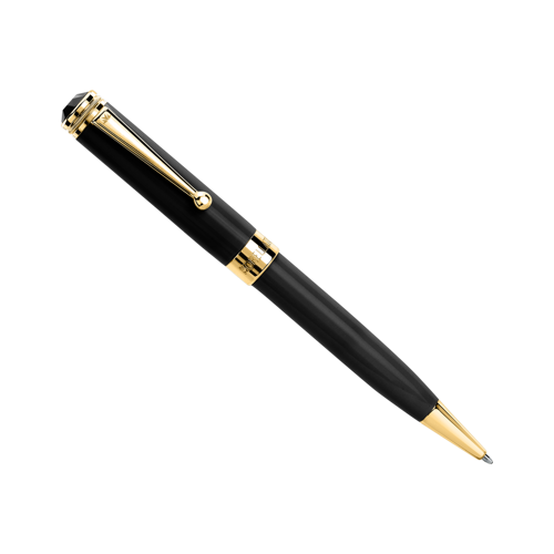Στυλό Morellato σε μεταλλικη και μαύρη επιφάνεια και επίχρυσα μέρη