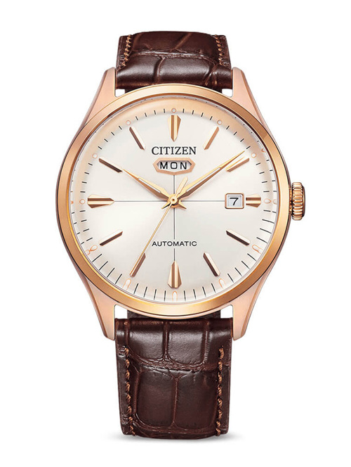 Ρολόι Citizen NH8393-05A Mechanical Automatic 50m με δερμάτινο καφέ λουρί