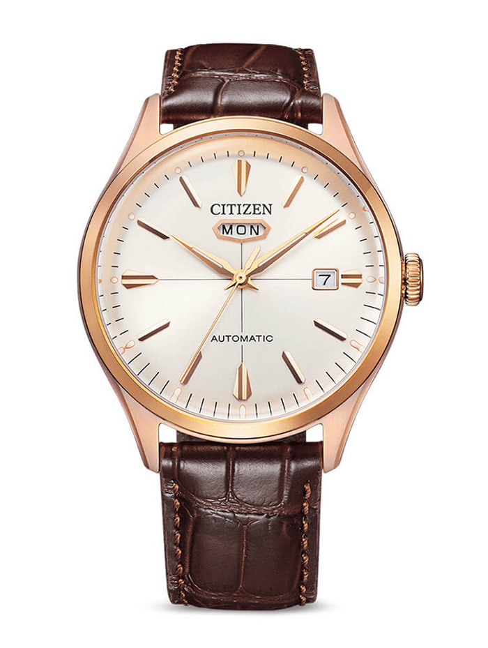 Roloi Citizen NH8393-05A Mechanical Automatic 50m me dermatino kafe louri