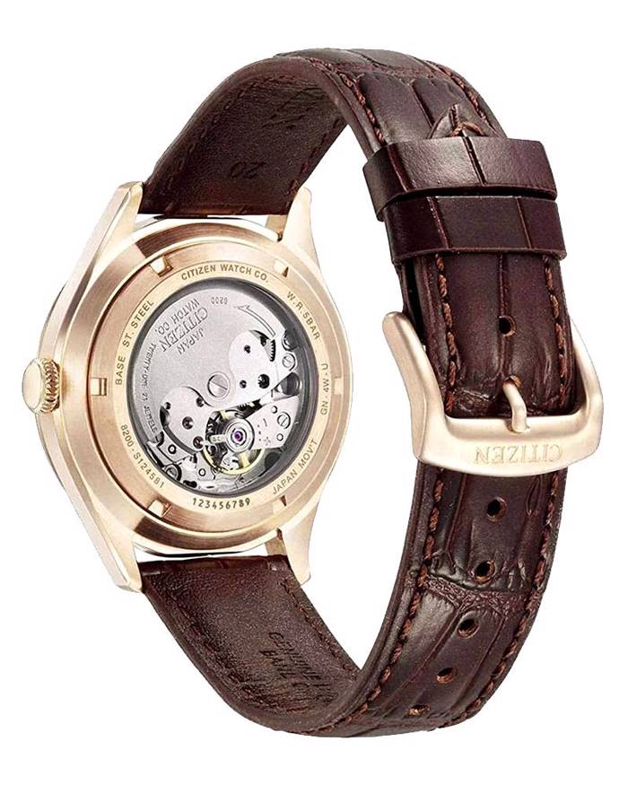 Roloi Citizen NH8393-05A Mechanical Automatic 50m me dermatino kafe louri