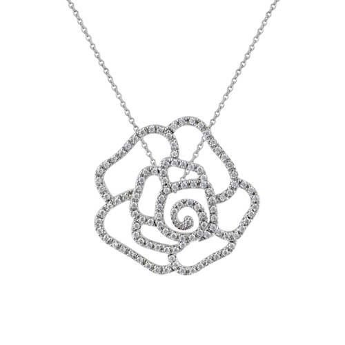 Μενταγιόν με καδένα  σε λευκό χρυσό Κ14 με λευκές πέτρες