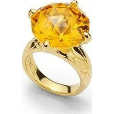 Δαχτυλίδι μονόπετρο με στρογγυλή κίτρινη πέτρα ζιργκόν