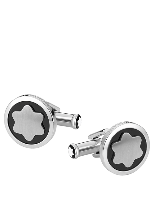 Montblanc Star Μανικετόκουμπα από ατσάλι με μαύρο όνυχα 116661