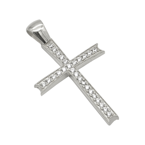 Σταυρός λευκό χρυσός Κ14 σειρέ με ζιργκόν
