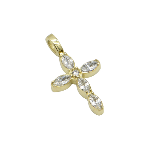 Σταυρός σε κίτρινο χρυσό Κ14 με ζιργκόν