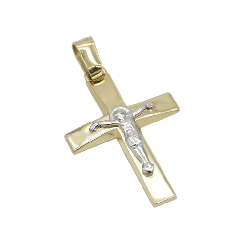Σταυρός με εσταυρωμένο σε κίτρινο χρυσό Κ14