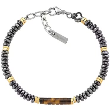 Βραχιόλι ανδρικό ασημένιο με πέτρες μάτι τίγρης και αιματίτες