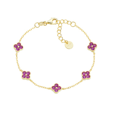 Βραχιόλι απο επιχρυσωμένο ασήμι με μοτιφ σταυρουδάκια με κόκκινες πέτρες