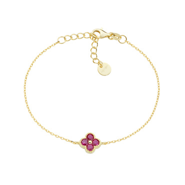 Βραχιόλι απο επιχρυσωμένο ασήμι με μοτιφ σταυρουδάκι με κόκκινες πέτρες