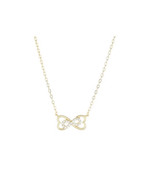 Κολιέ άπειρο με καρδιές επίχρυσό απο ασήμι με λευκά ζιργόν