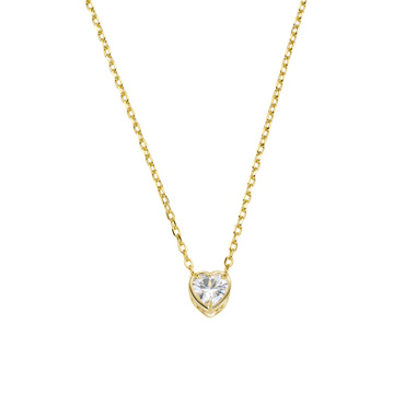 Κολιέ καρδία μικρή με λευκά ζιρκόν απο επιχρυσωμένο ασήμι