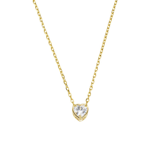 Κολιέ καρδία μικρή με λευκά ζιρκόν απο επιχρυσωμένο ασήμι