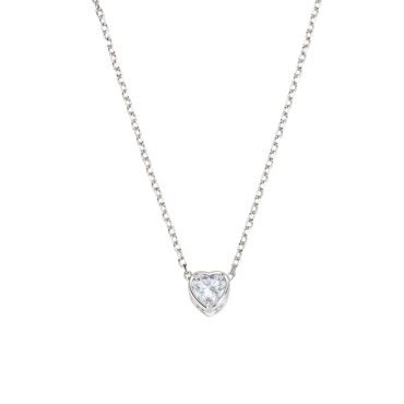 Κολιέ Καρδία απο ασήμι με λευκά ζιργκόν
